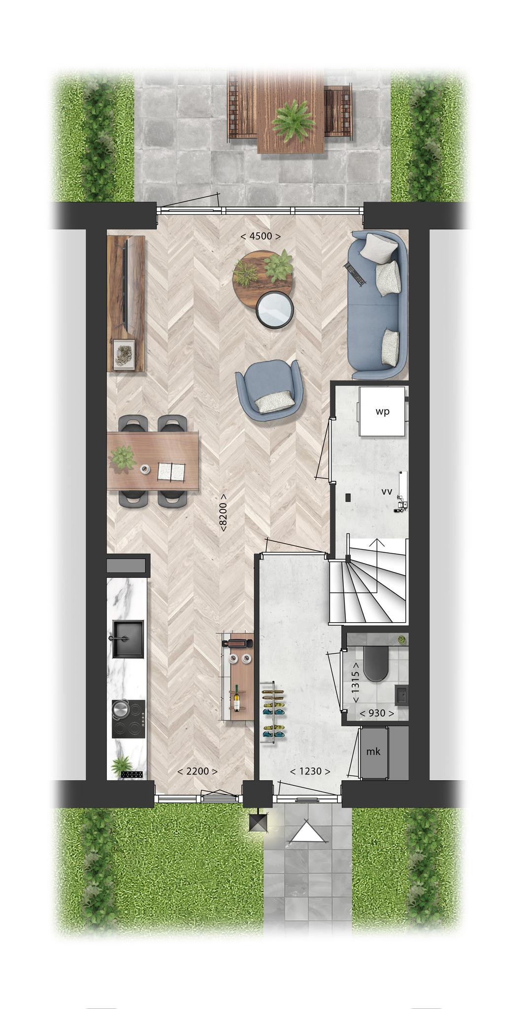 Schooneng &#8211; fase 2 (woonhuis E02) (plattegrond 1)