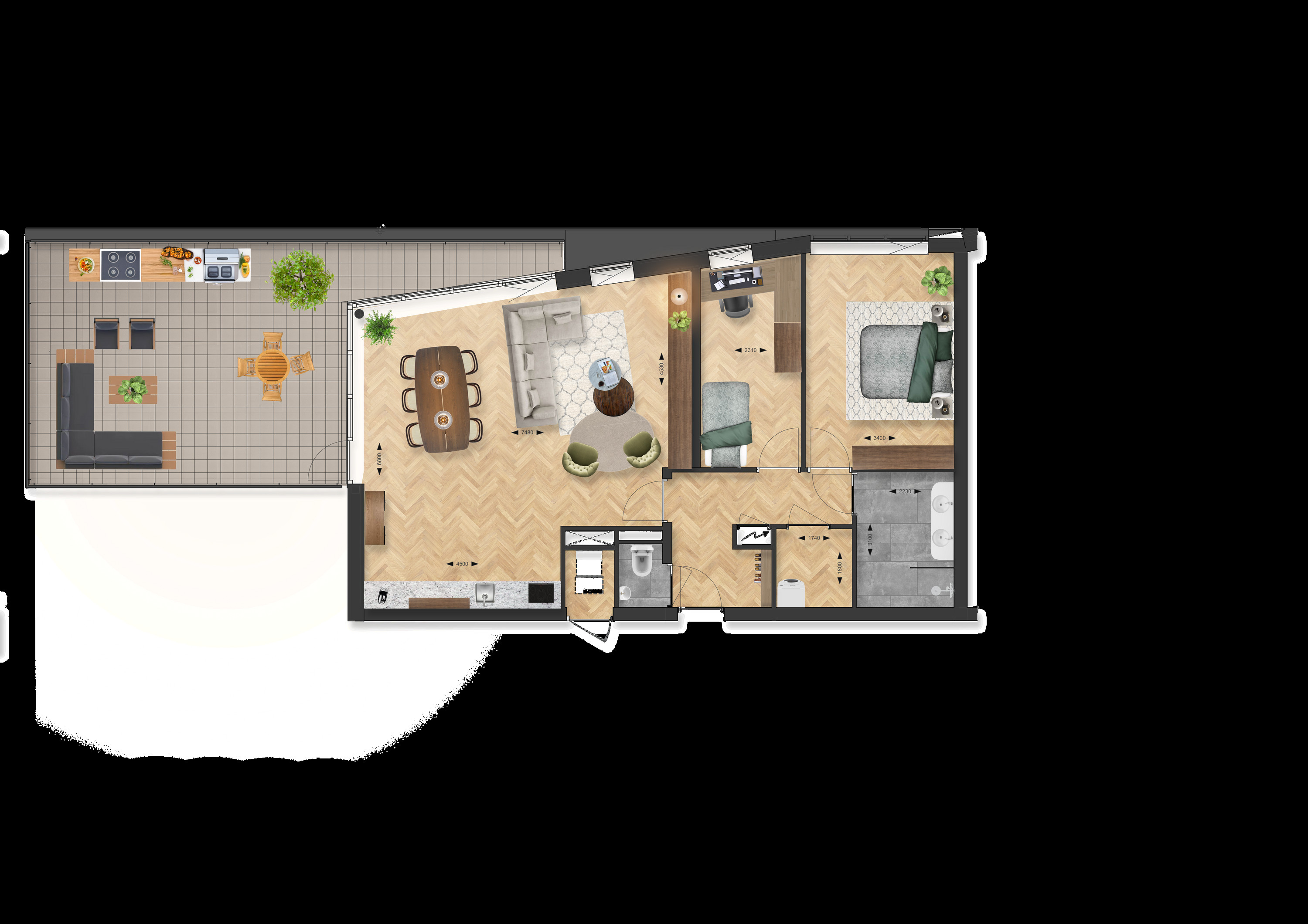 Binnenhof (appartement ) (plattegrond 1)
