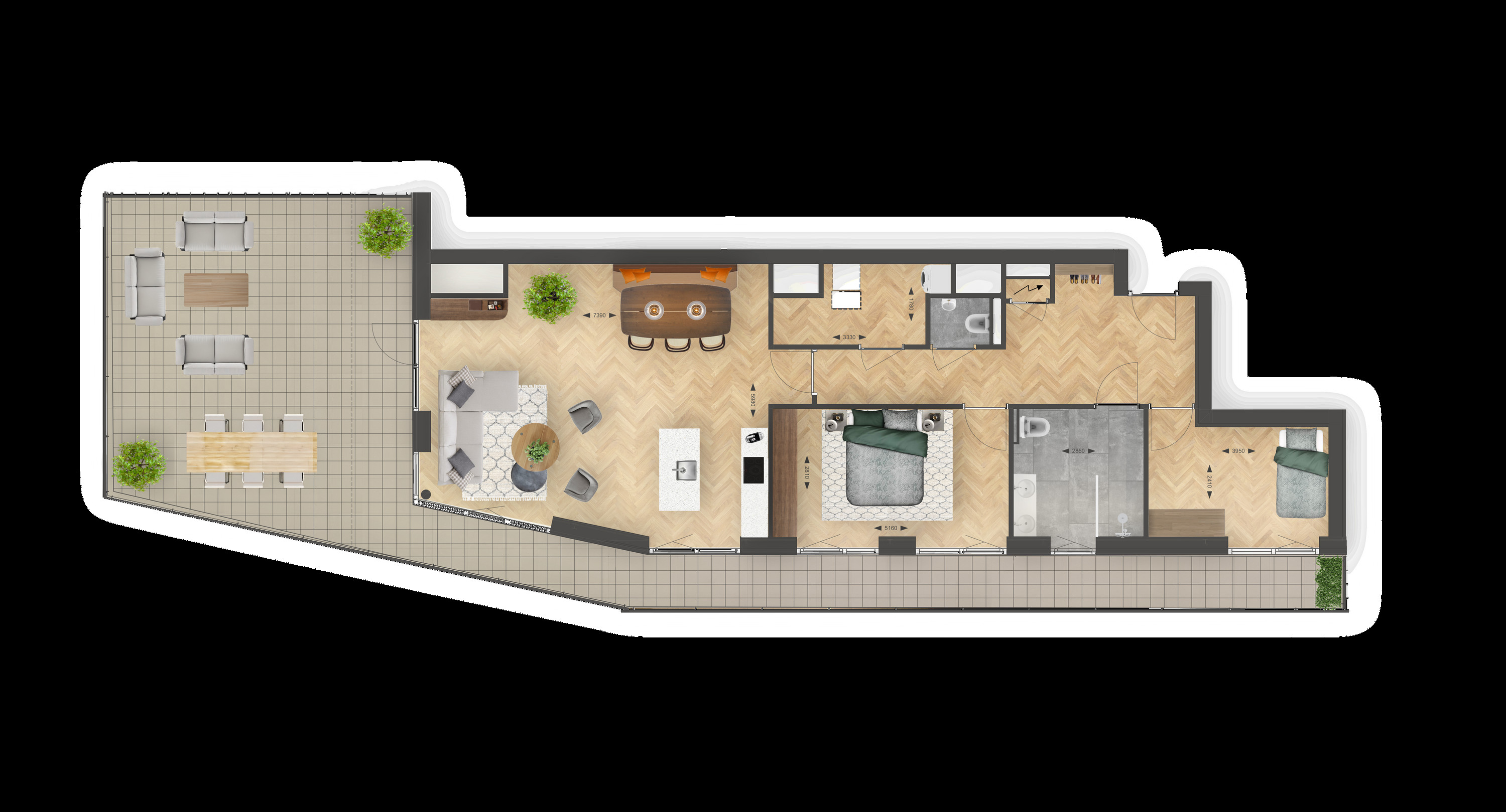 Binnenhof (appartement ) (plattegrond 1)