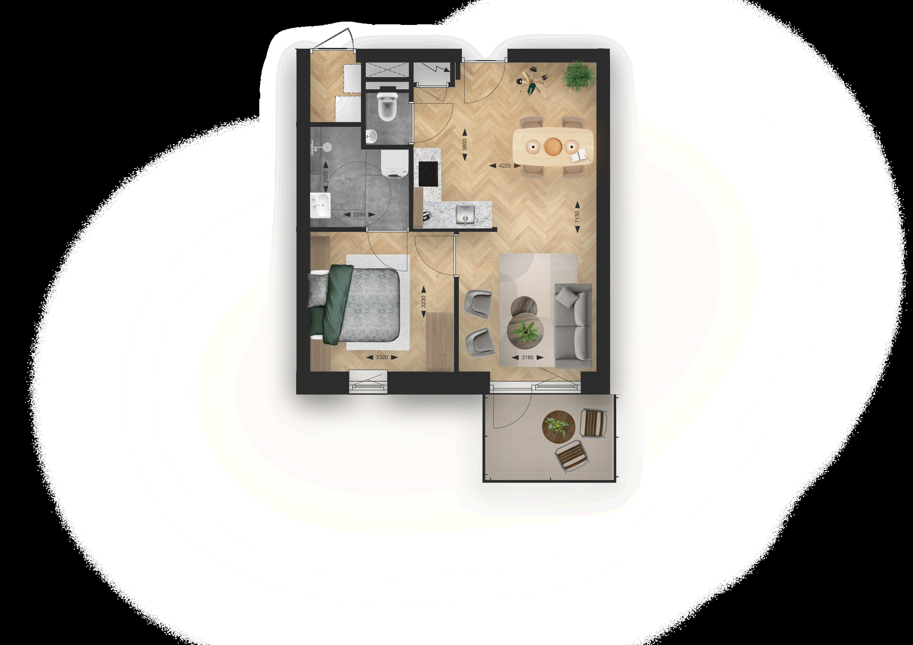 Binnenhof (appartement ) (plattegrond 1)
