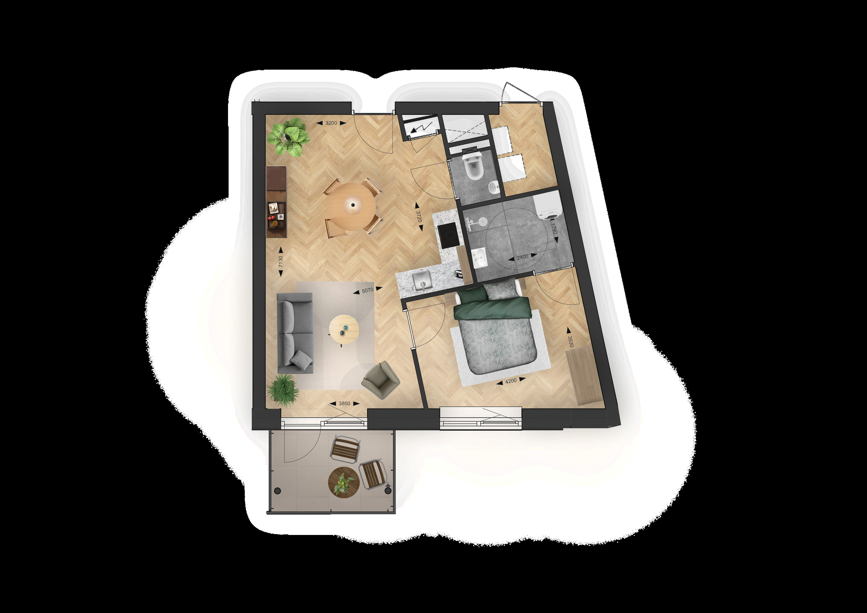 Binnenhof (appartement ) (plattegrond 1)