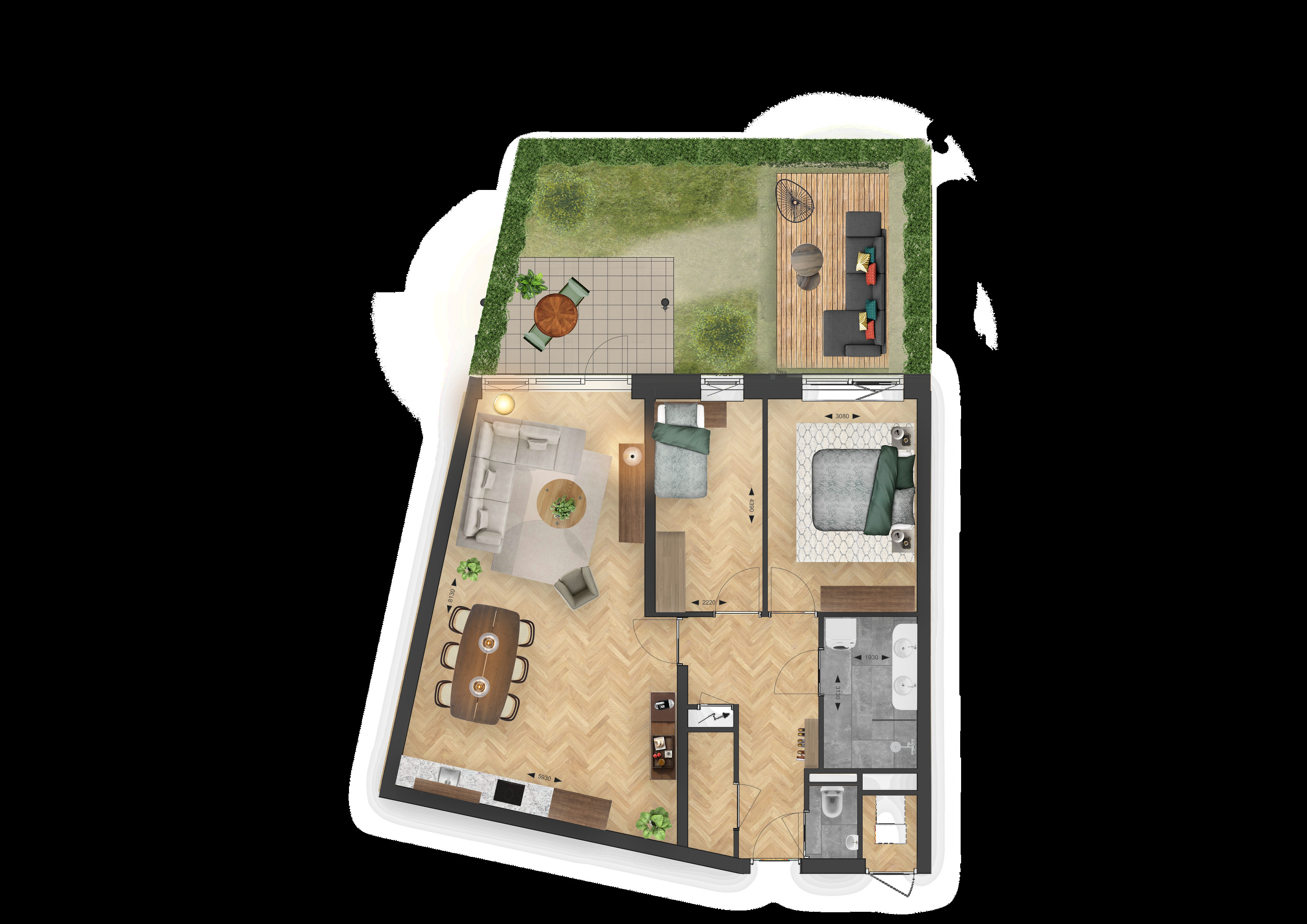 Binnenhof (appartement ) (plattegrond 1)