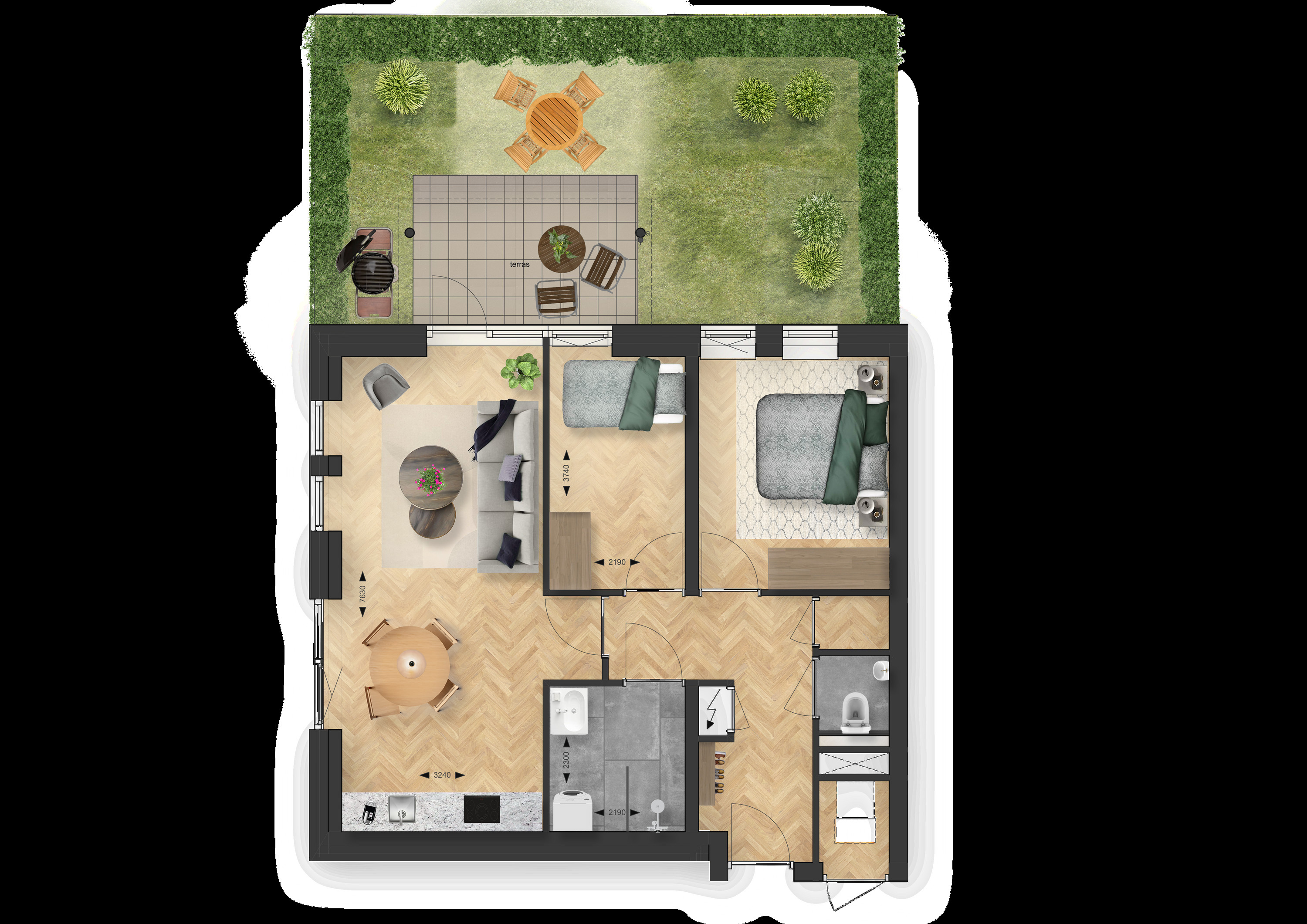 Binnenhof (appartement ) (plattegrond 1)