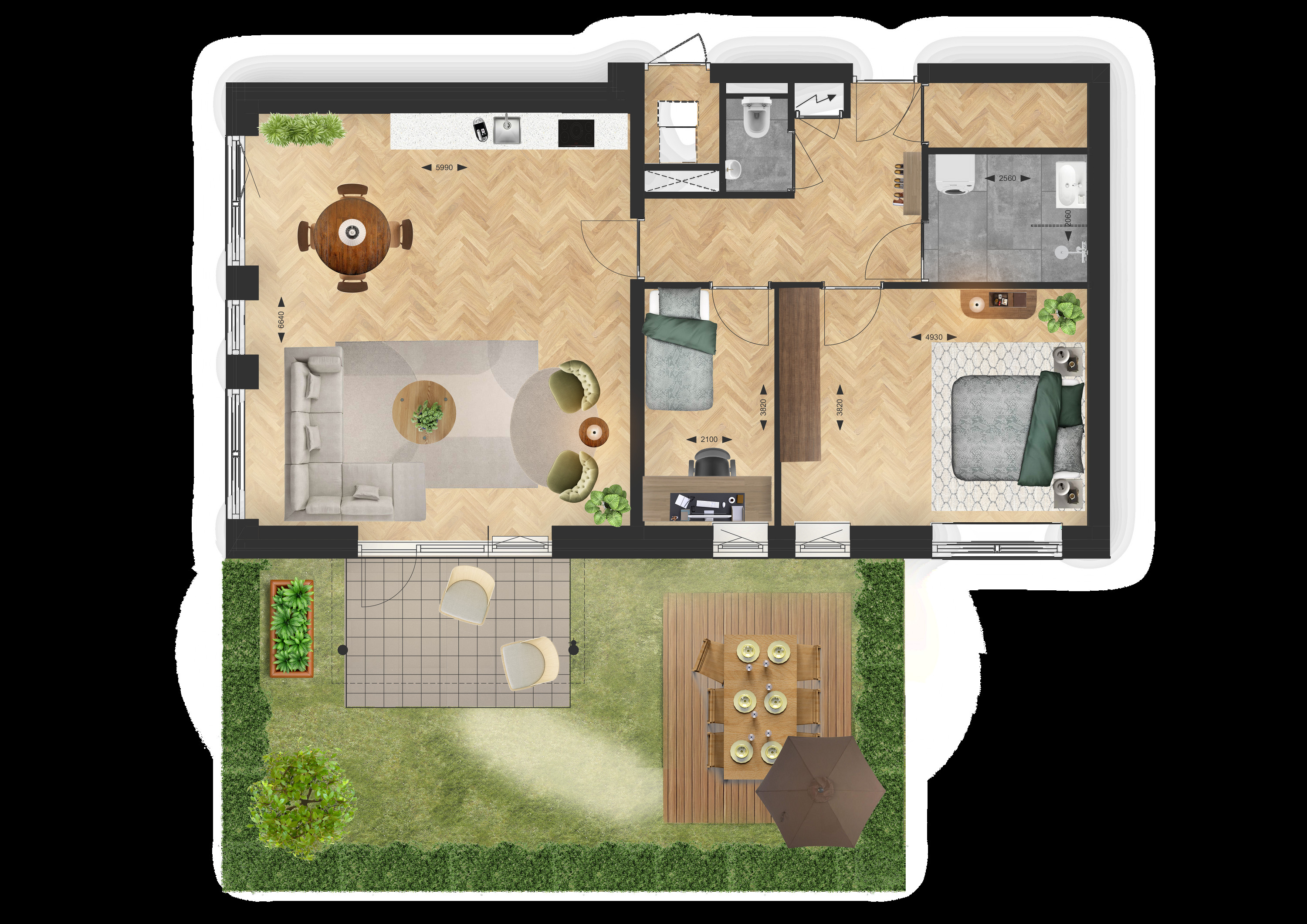 Binnenhof (appartement ) (plattegrond 1)