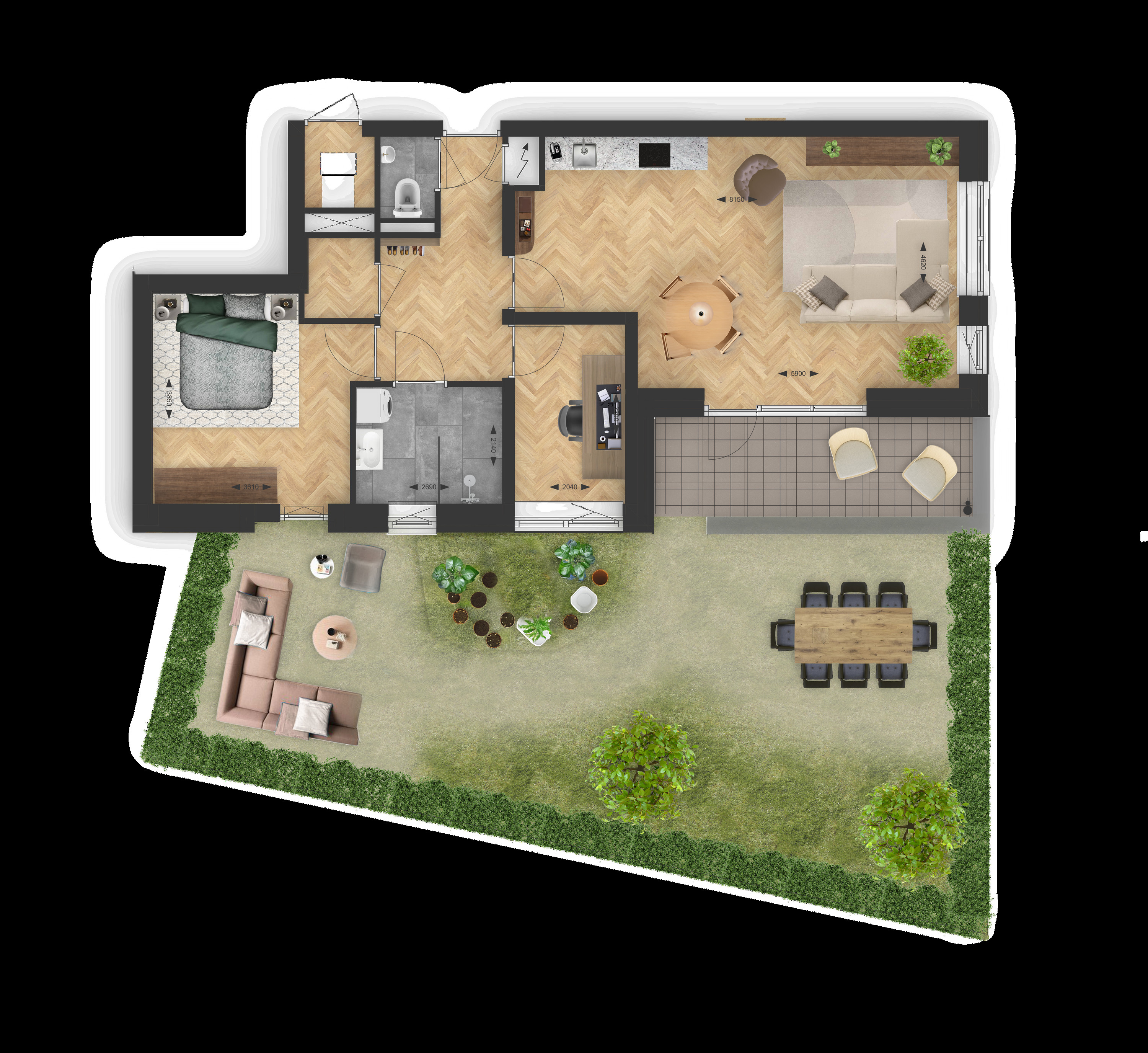 Binnenhof (appartement ) (plattegrond 1)