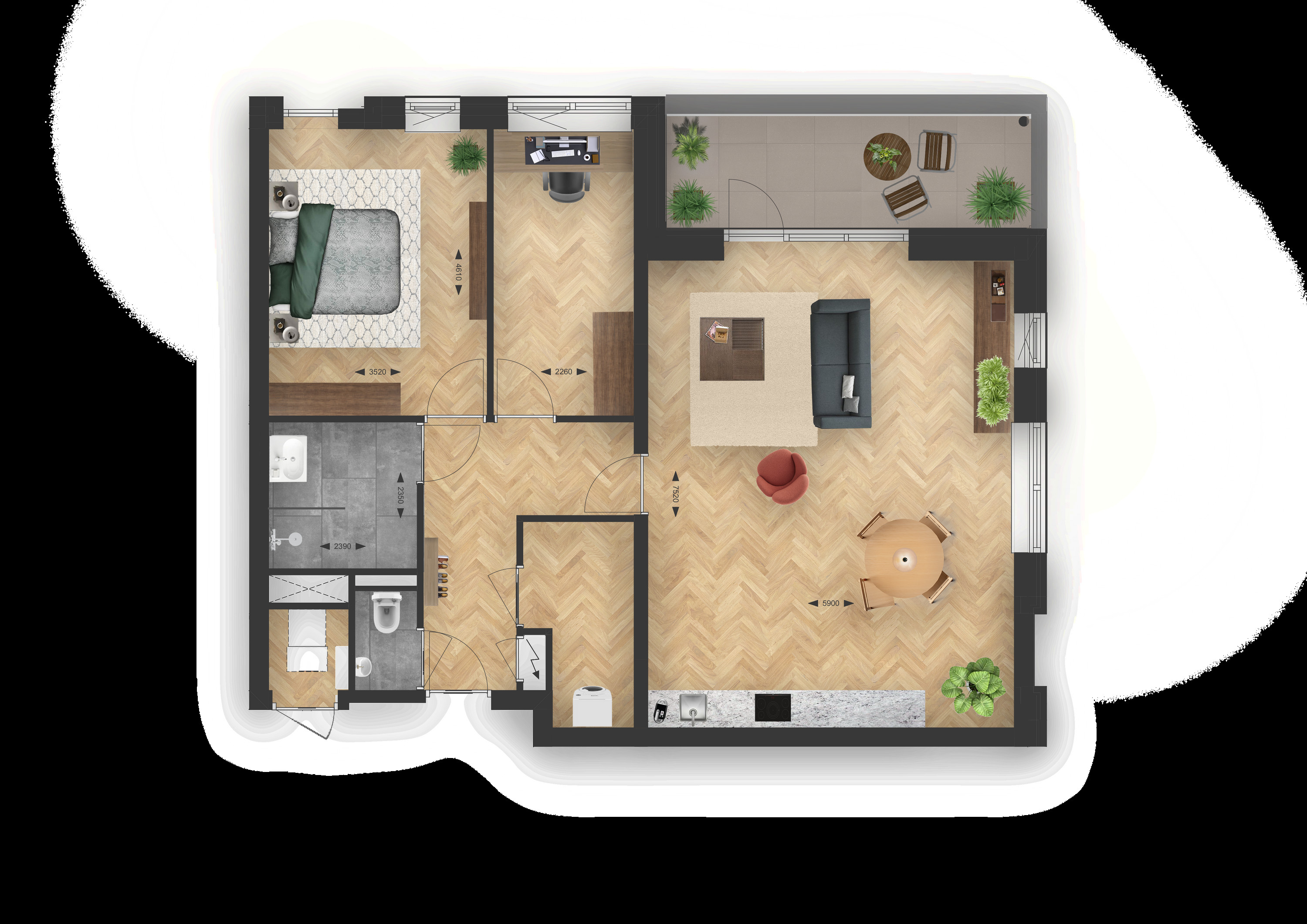 Binnenhof (appartement ) (plattegrond 1)