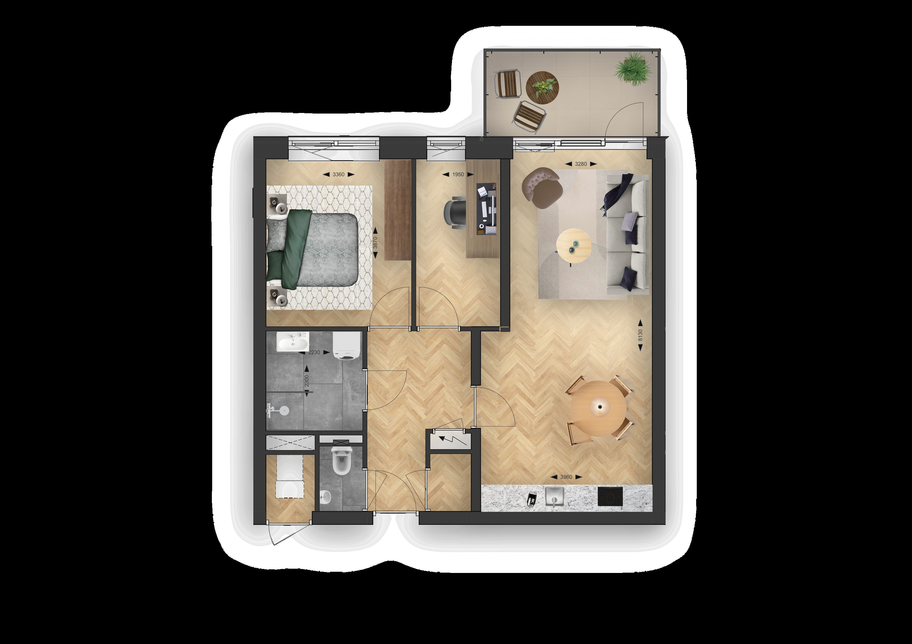 Binnenhof (appartement ) (plattegrond 1)