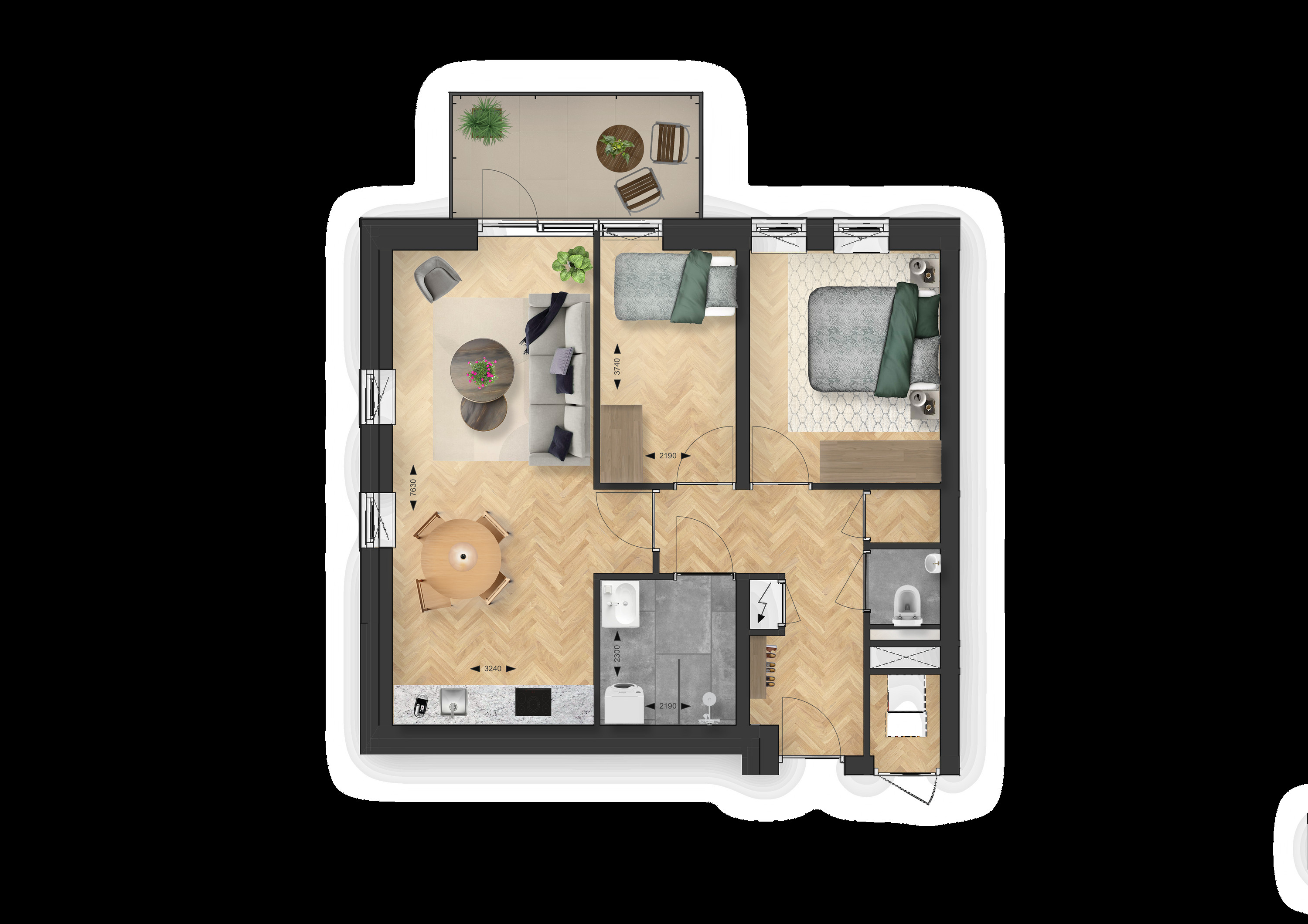 Binnenhof (appartement ) (plattegrond 1)