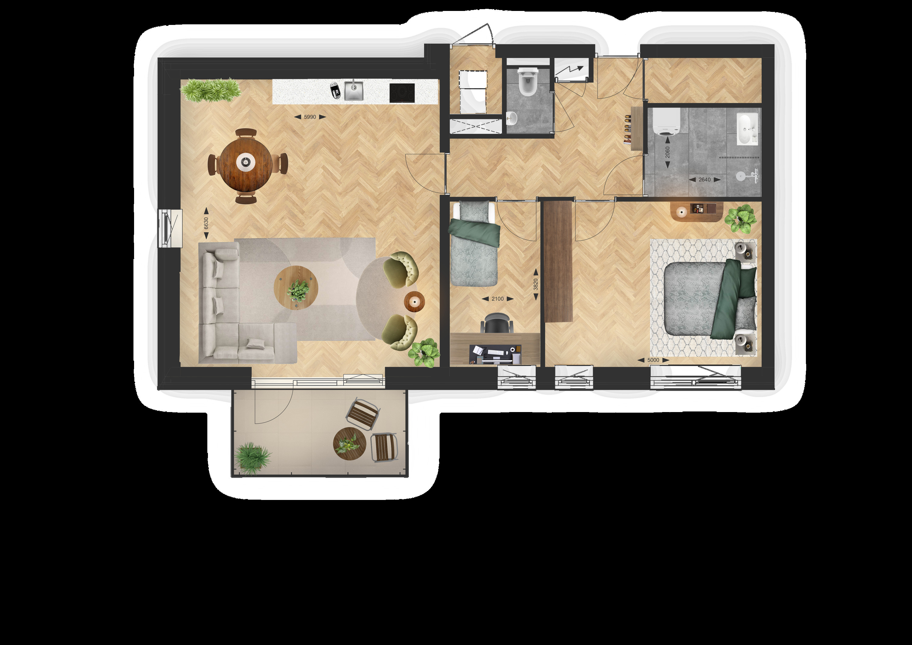 Binnenhof (appartement ) (plattegrond 1)
