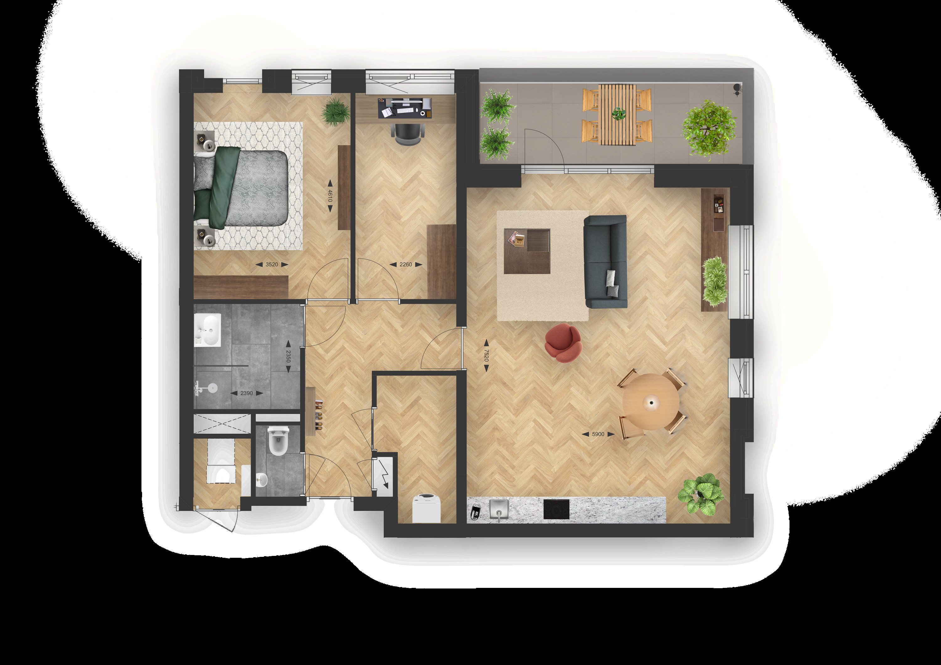 Binnenhof (appartement ) (plattegrond 1)
