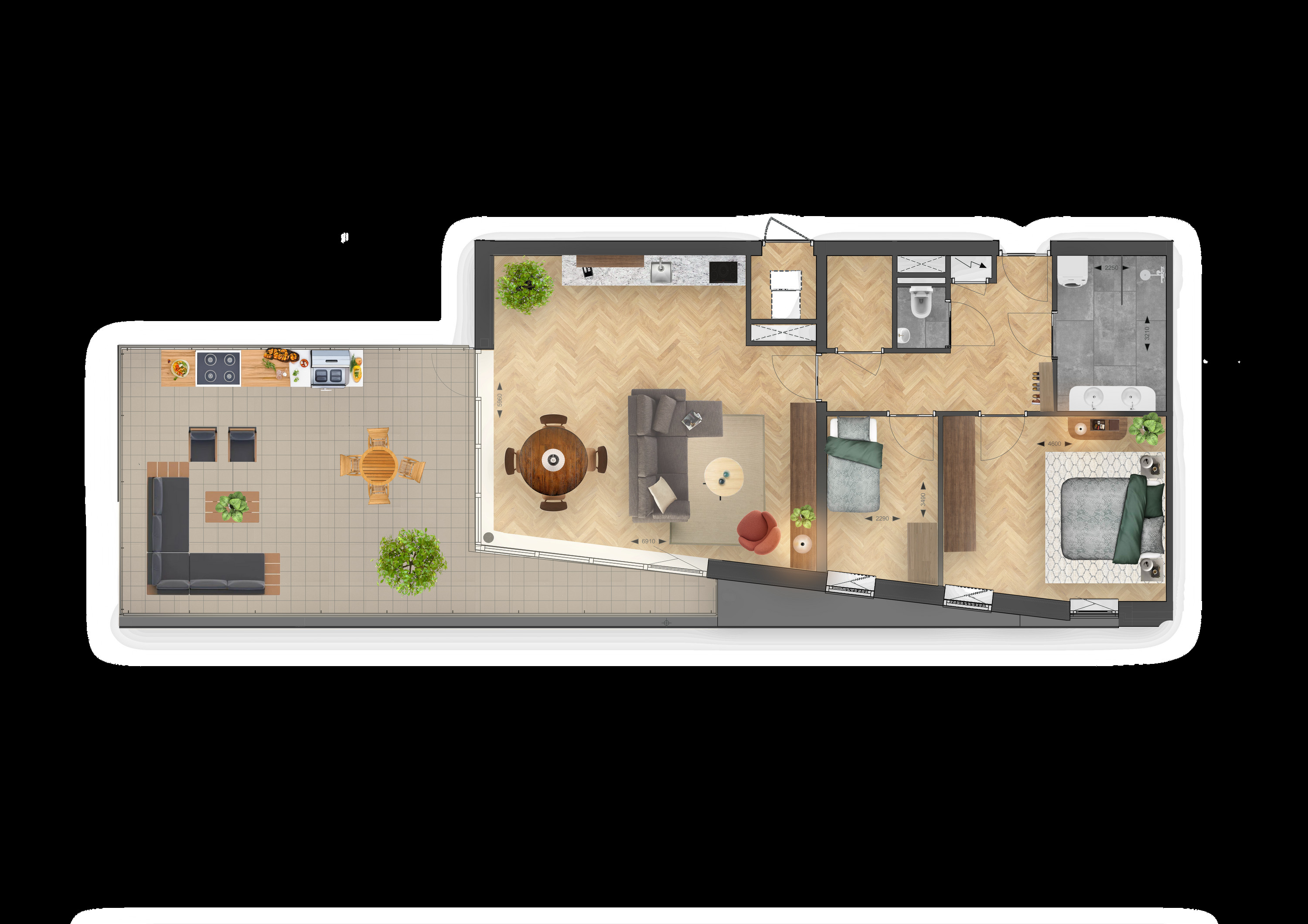 Binnenhof (appartement ) (plattegrond 1)