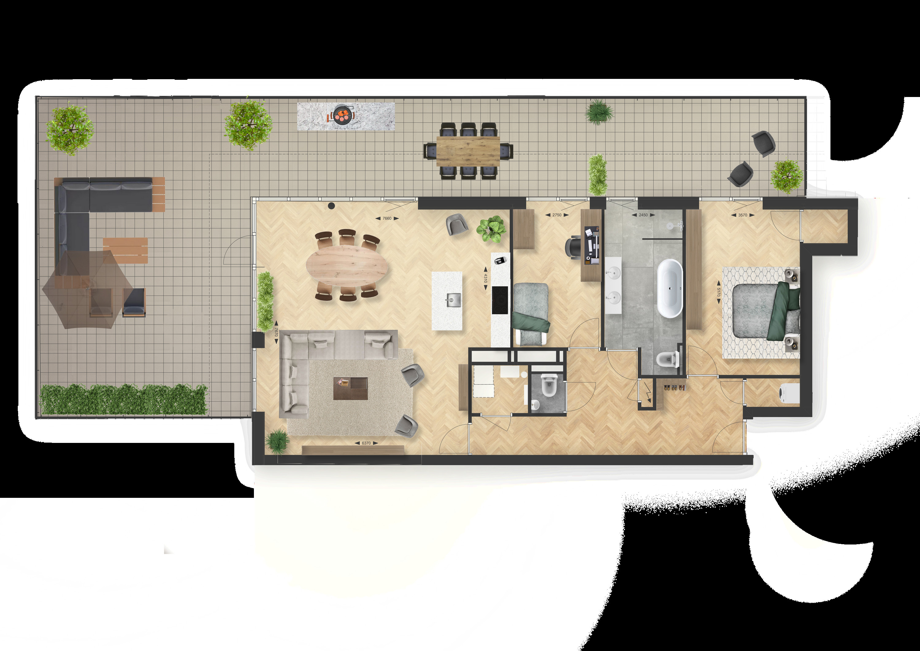 Binnenhof (appartement ) (plattegrond 1)