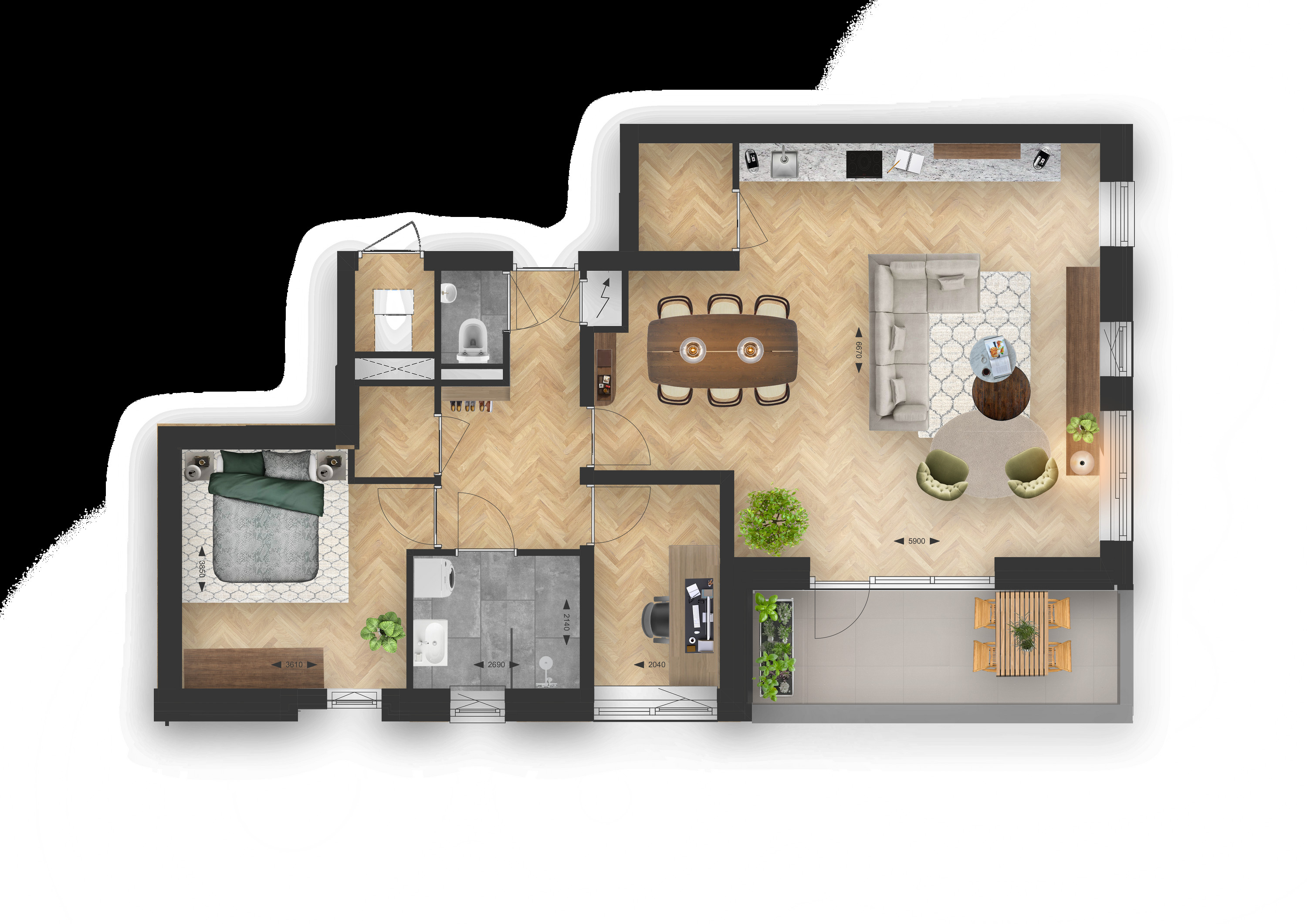 Binnenhof (appartement ) (plattegrond 1)