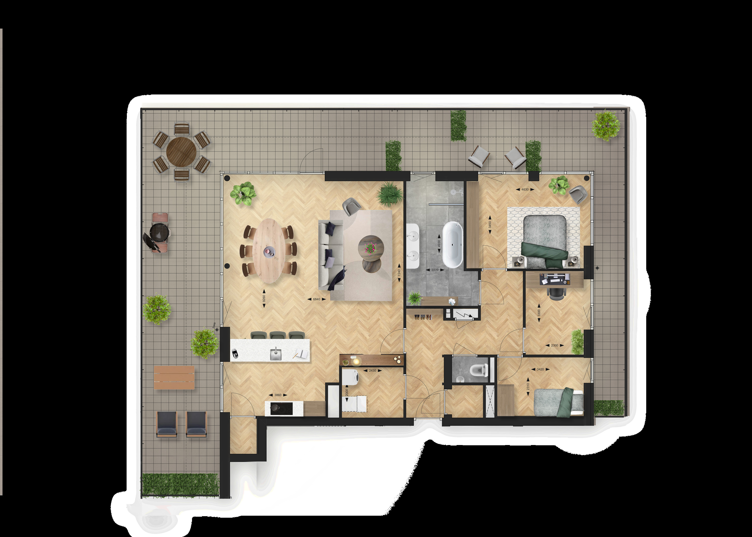 Binnenhof (appartement ) (plattegrond 1)