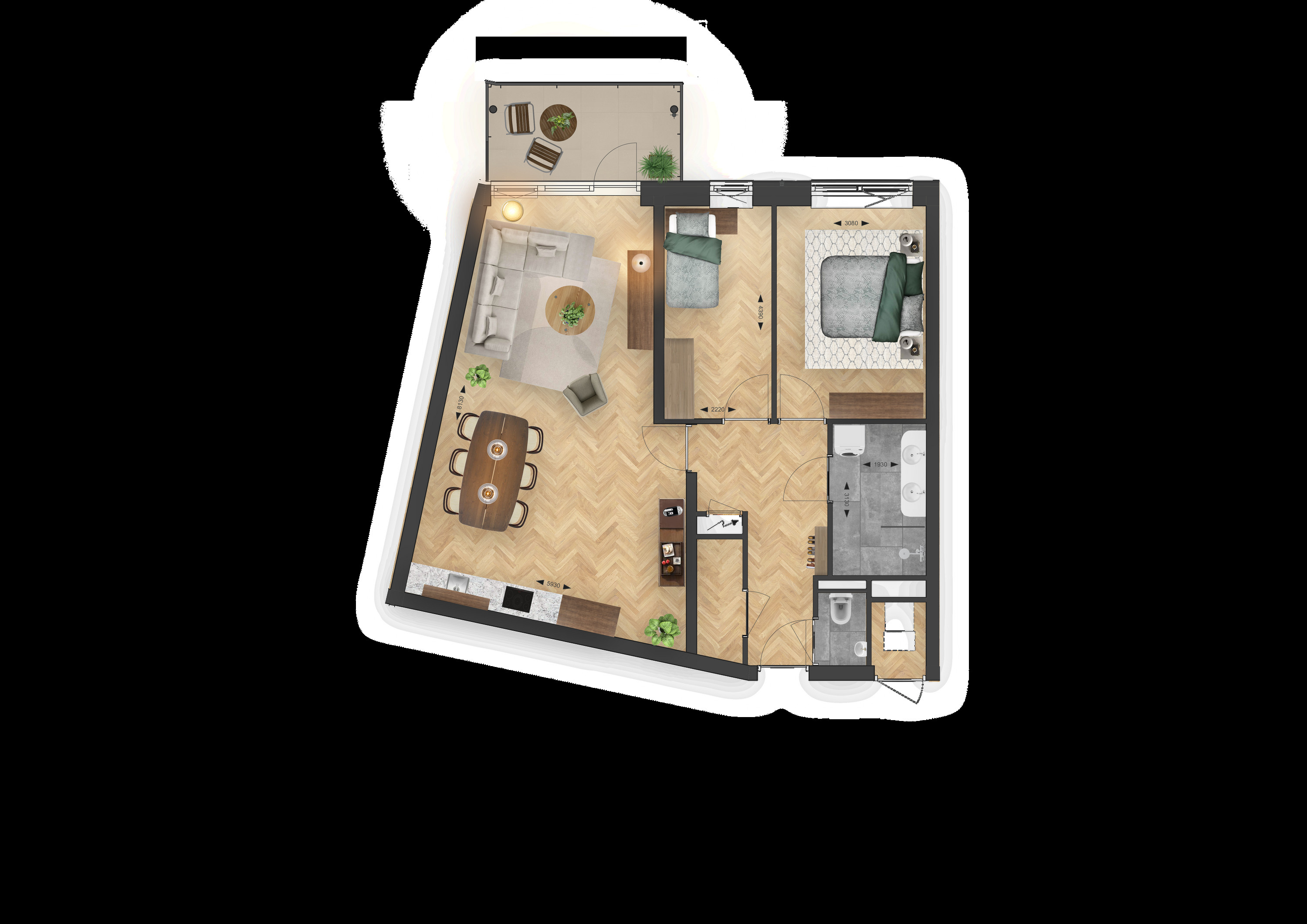 Binnenhof (appartement ) (plattegrond 1)