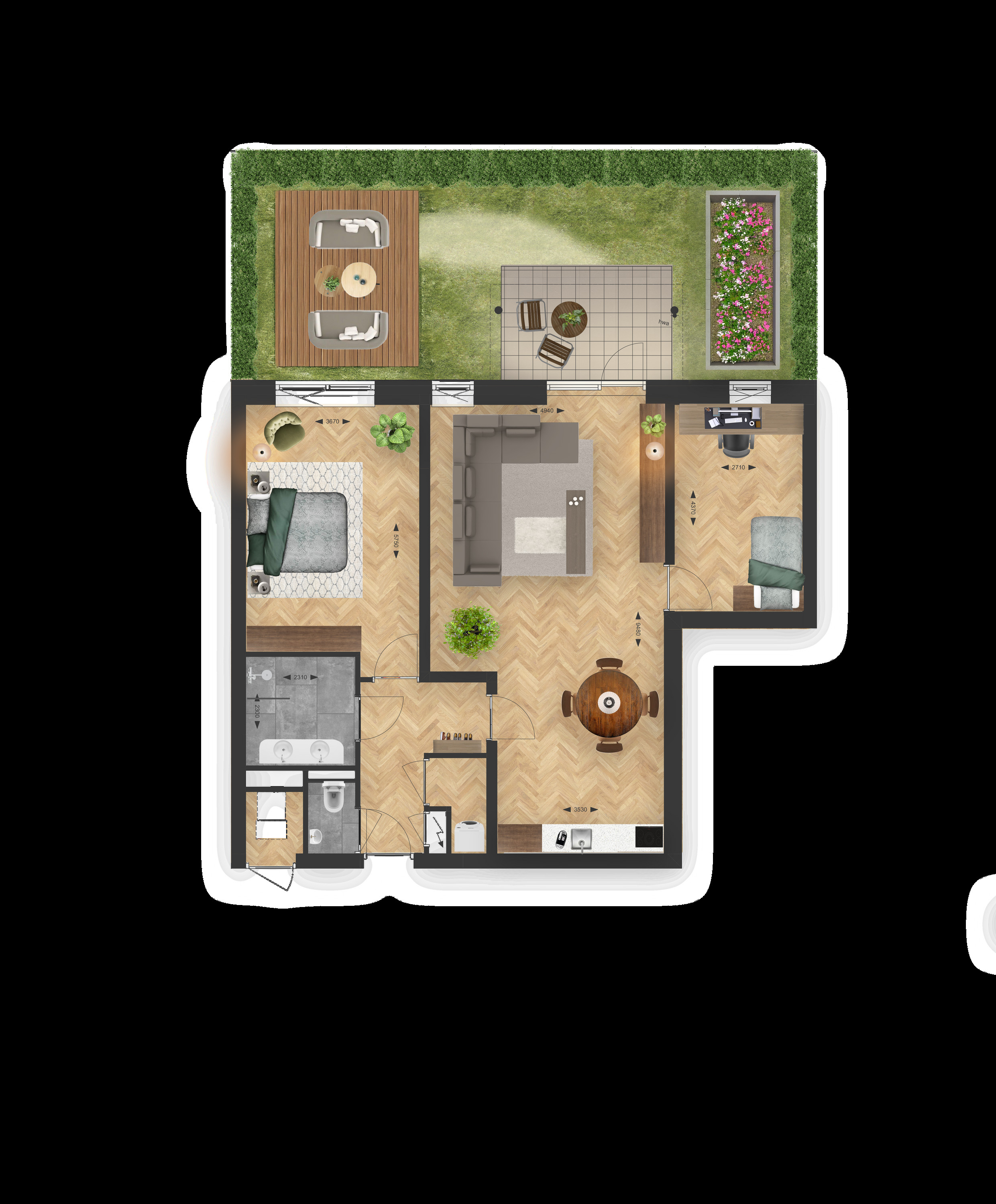 Binnenhof (appartement ) (plattegrond 1)