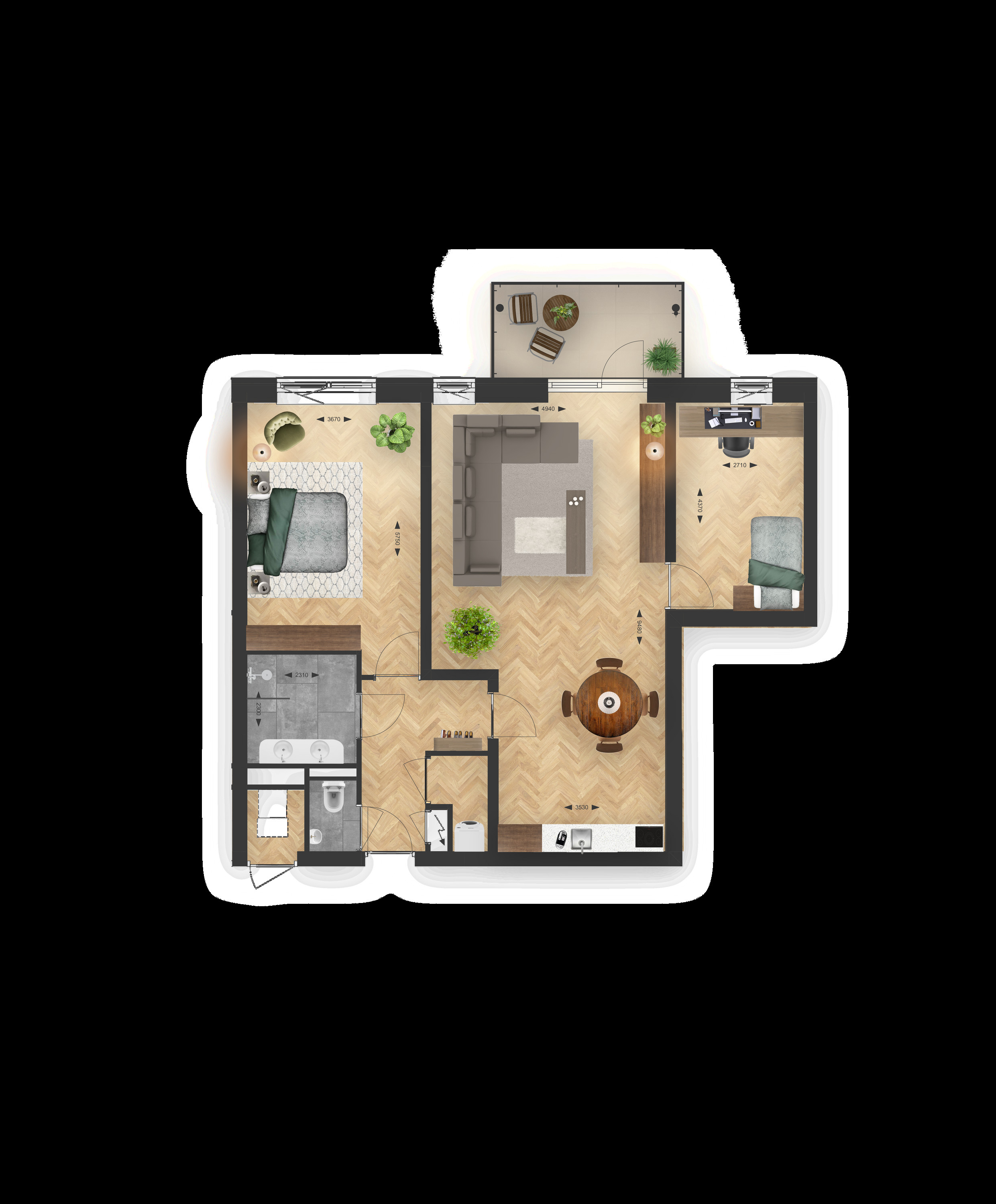 Binnenhof (appartement ) (plattegrond 1)
