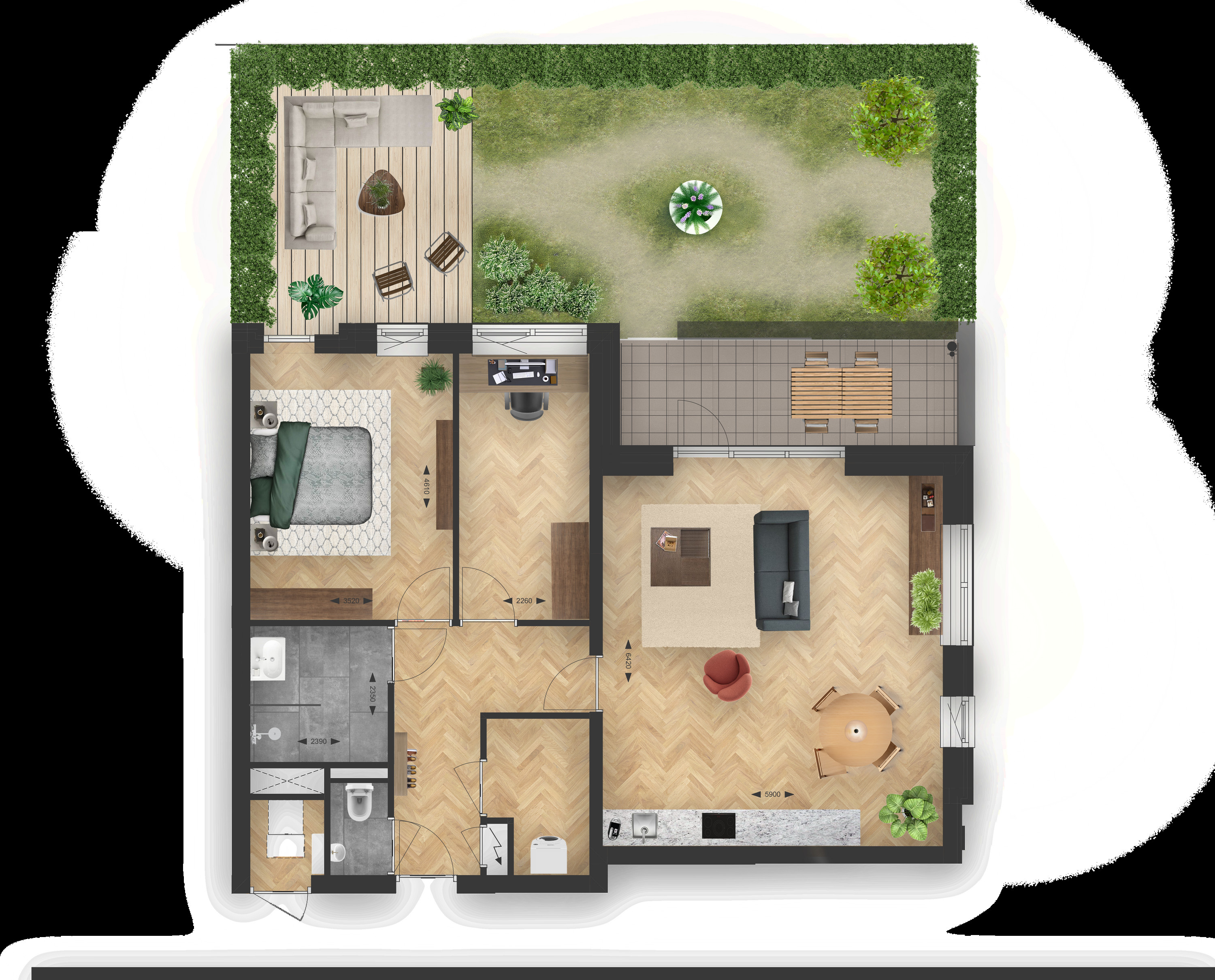 Binnenhof (appartement ) (plattegrond 1)