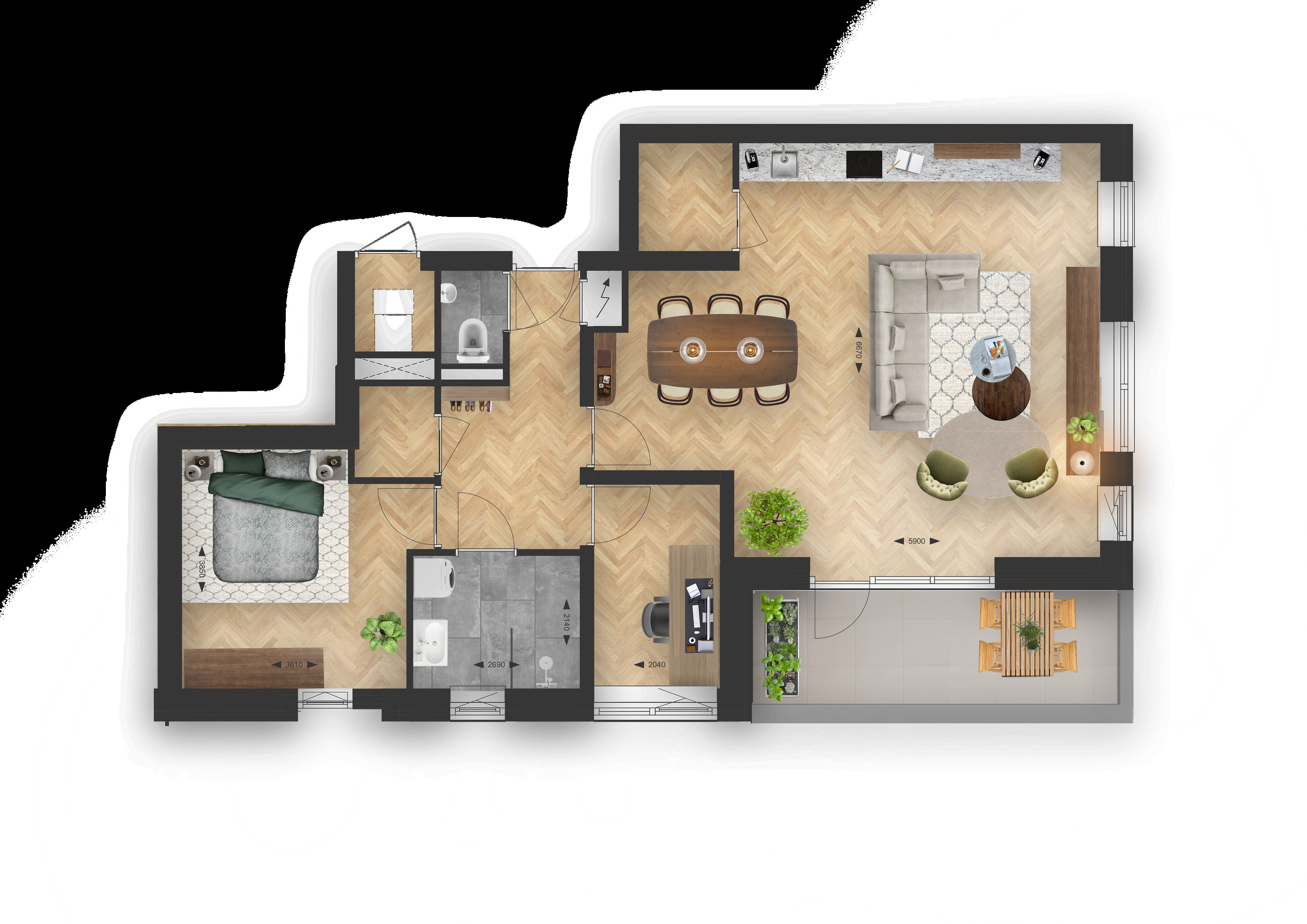 Binnenhof (appartement ) (plattegrond 1)