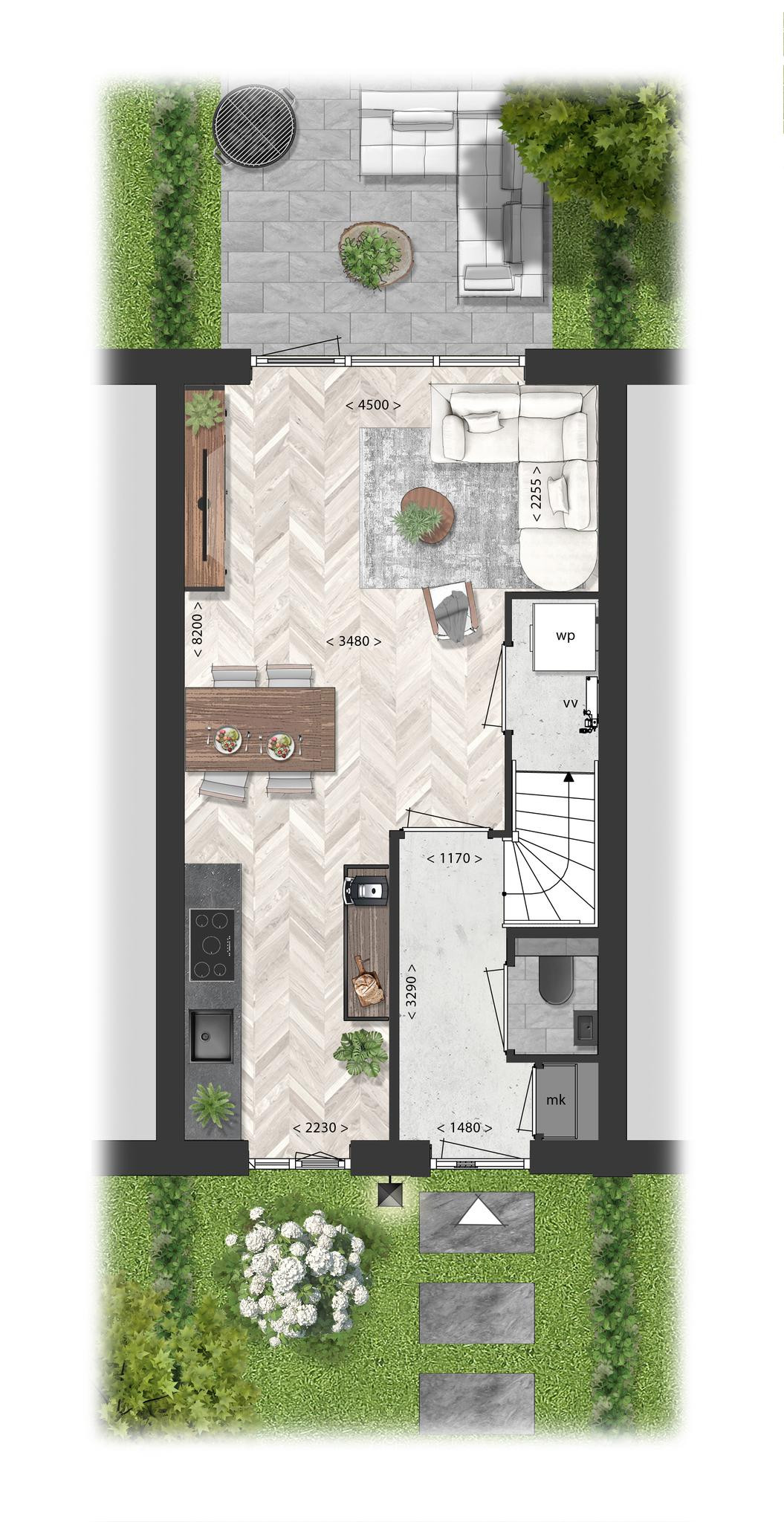 Schooneng (woonhuis B22) (plattegrond 1)