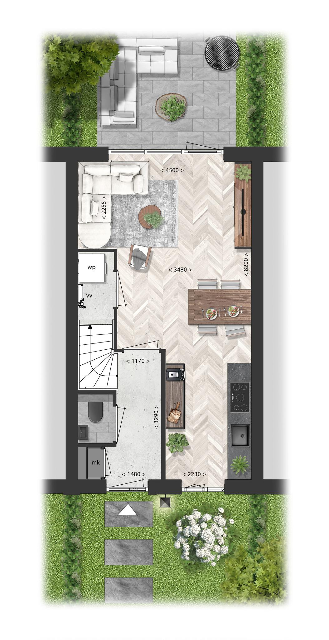 Schooneng (woonhuis B23) (plattegrond 1)