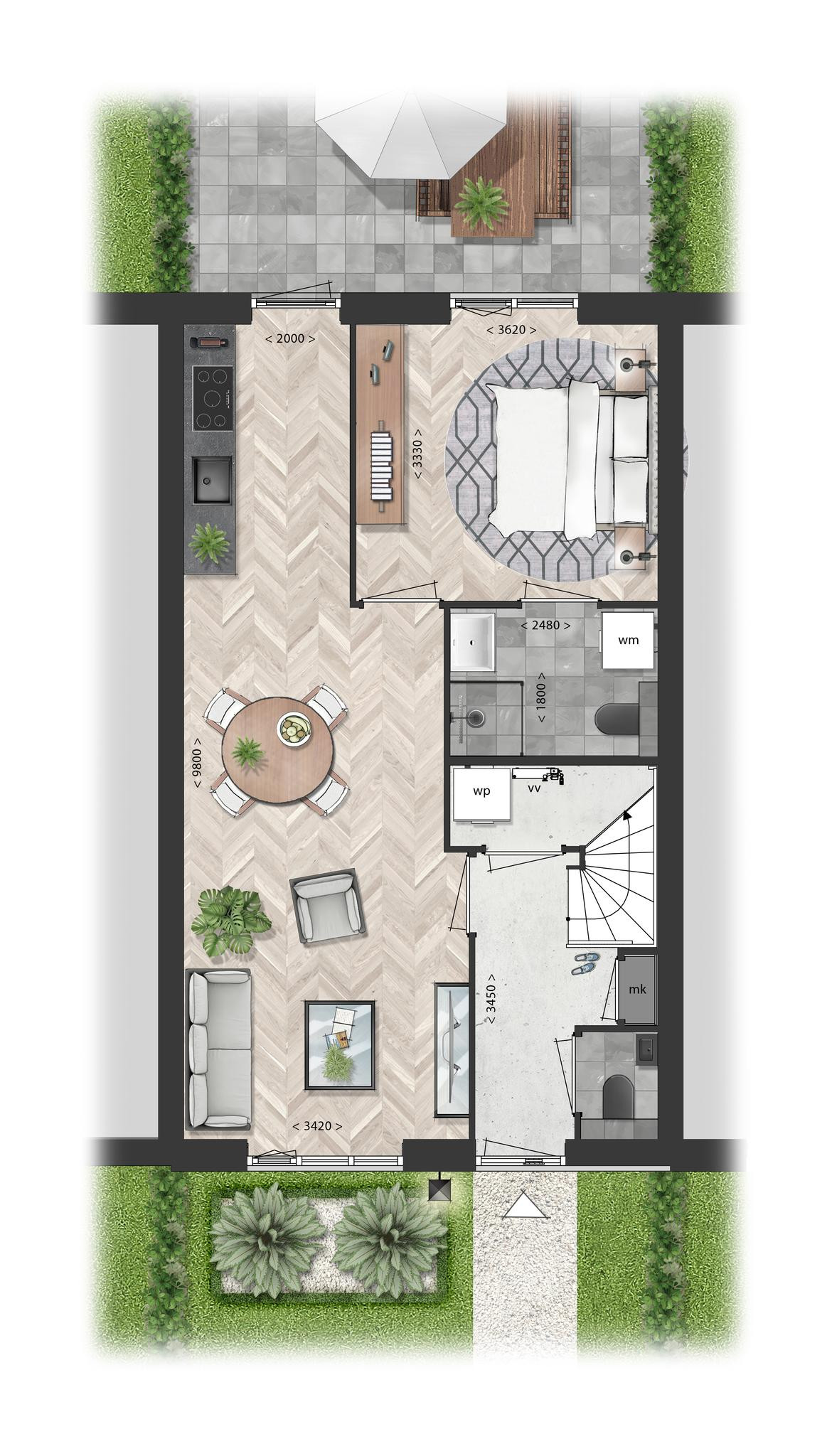 Schooneng (woonhuis B08) (plattegrond 1)