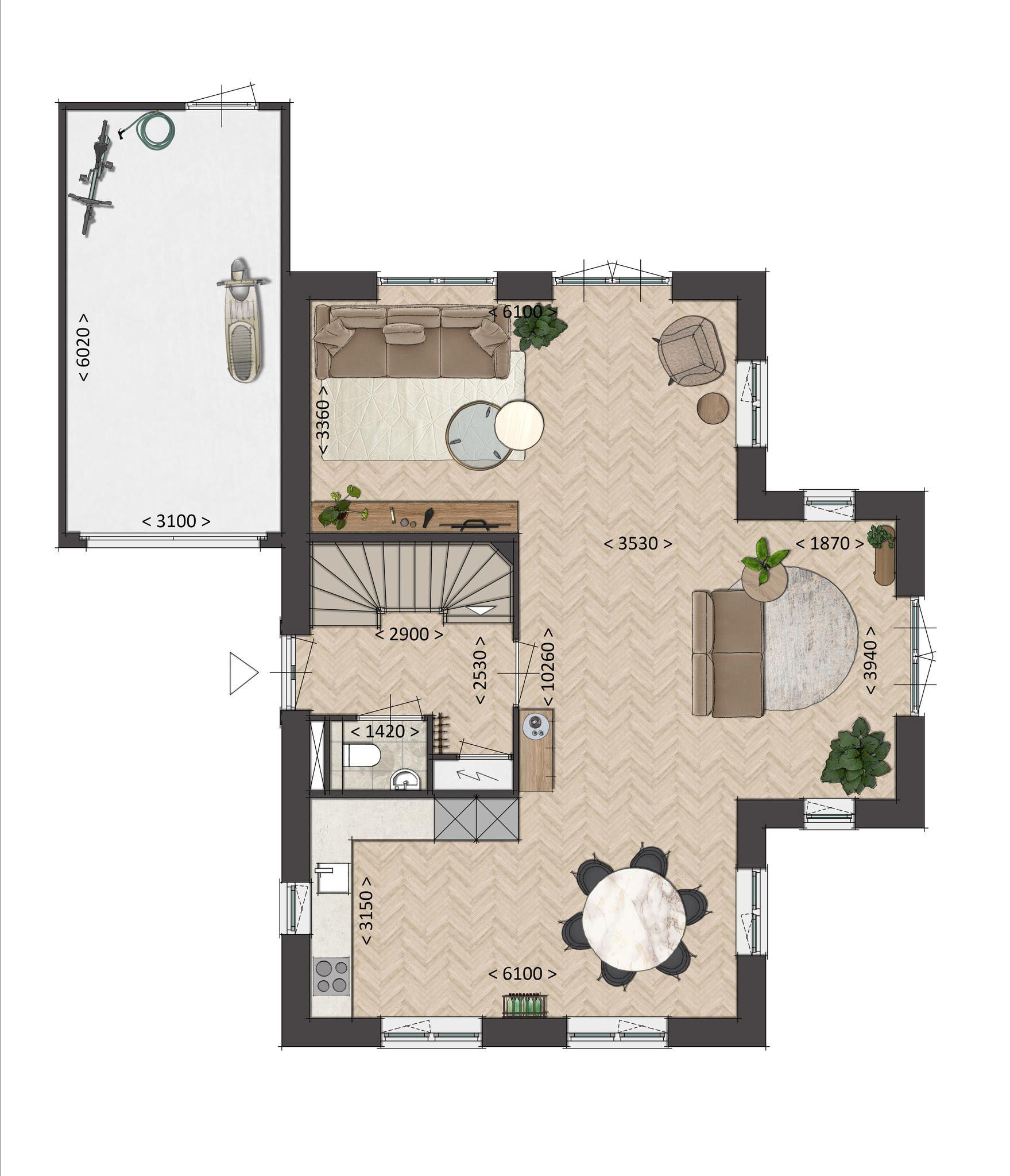 Valkse Weide (woonhuis 4) (plattegrond 1)